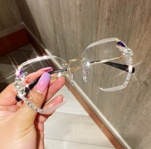 Woman Rimless Diamond Sunglasses