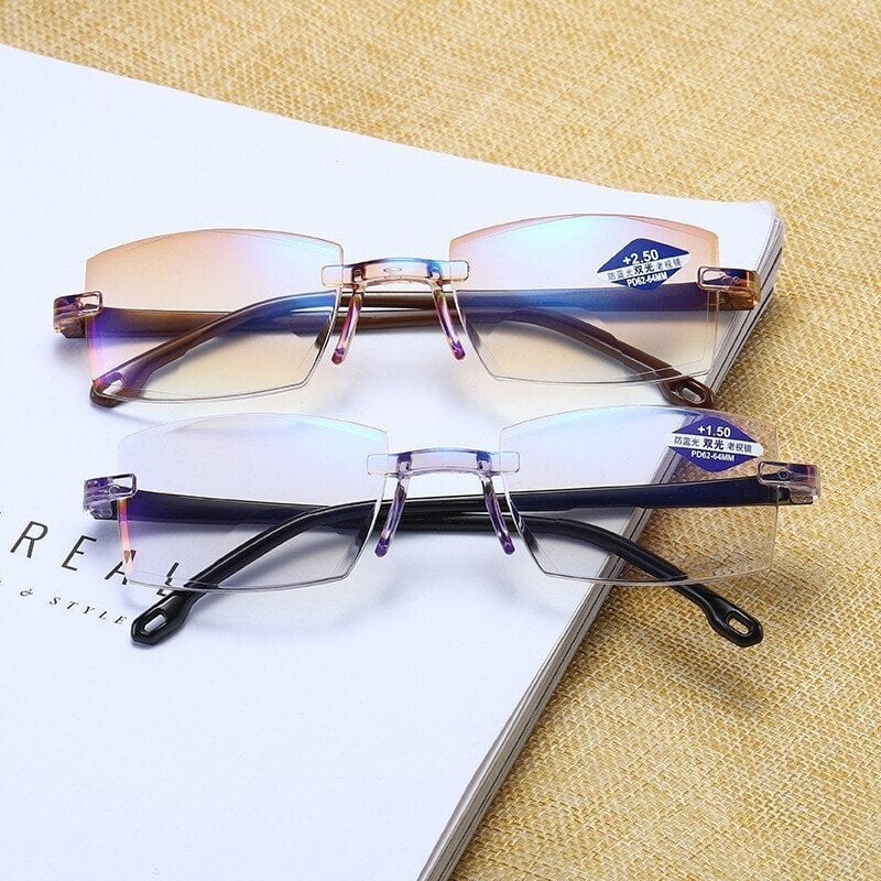 Sapphire high hardness anti blue light intelligent dual focus reading glasses