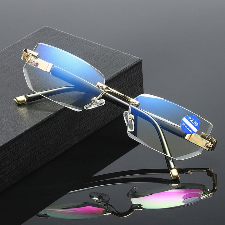 Sapphire high hardness anti blue light intelligent dual focus reading glasses