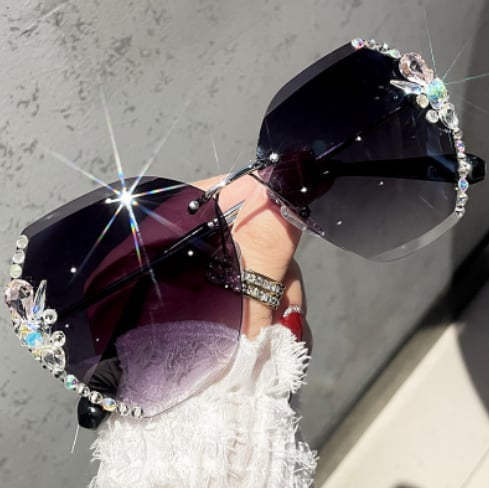 Woman Rimless Diamond Sunglasses